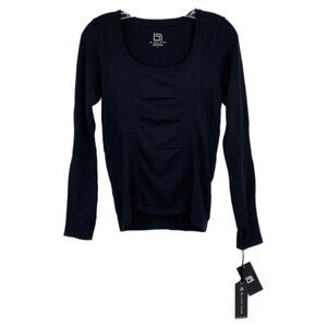 Blanc Noir Classic Black Long Sleeve Scoop Neck Tee | Size S